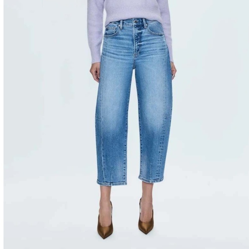 Pistola Eli Barrel Jeans 24 Rhythm‎ Vintage High Rise Arched Cropped Light Wash